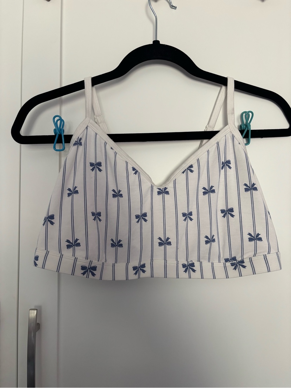 aerie White Bra Top with Navy Stripe Detail